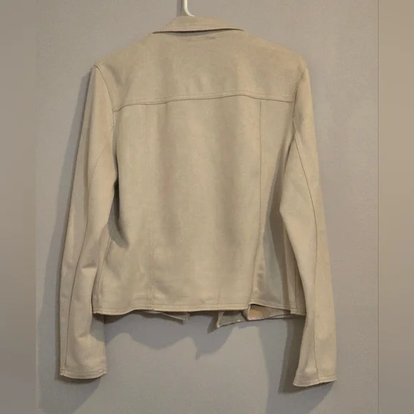 Philosophy Cream Faux Leather Suede Jacket Size Large NWT - Picture 3 of 12